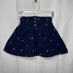 Vintage McKids Corduroy Floral Embroidered Skirt Size 6